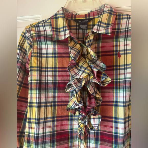 Unique Ralph Lauren Ruffled Plaid Button Down - Picture 3 of 5
